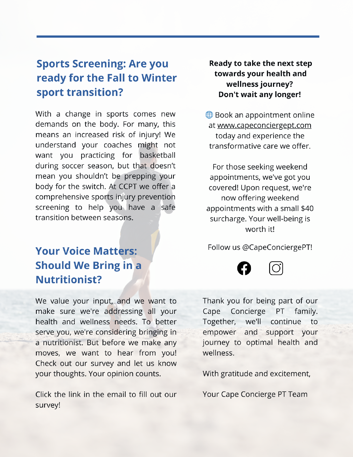 Sports Screening: Are you ready for the Fall to Winter sport transition?