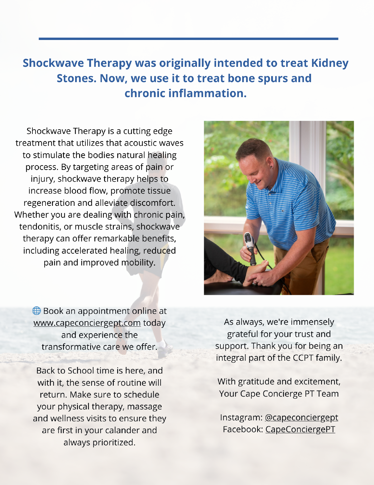 Shockwave Therapy was originally intended to treat Kidney Stones. Now, we use it to treat bone spurs and chronic inflam…