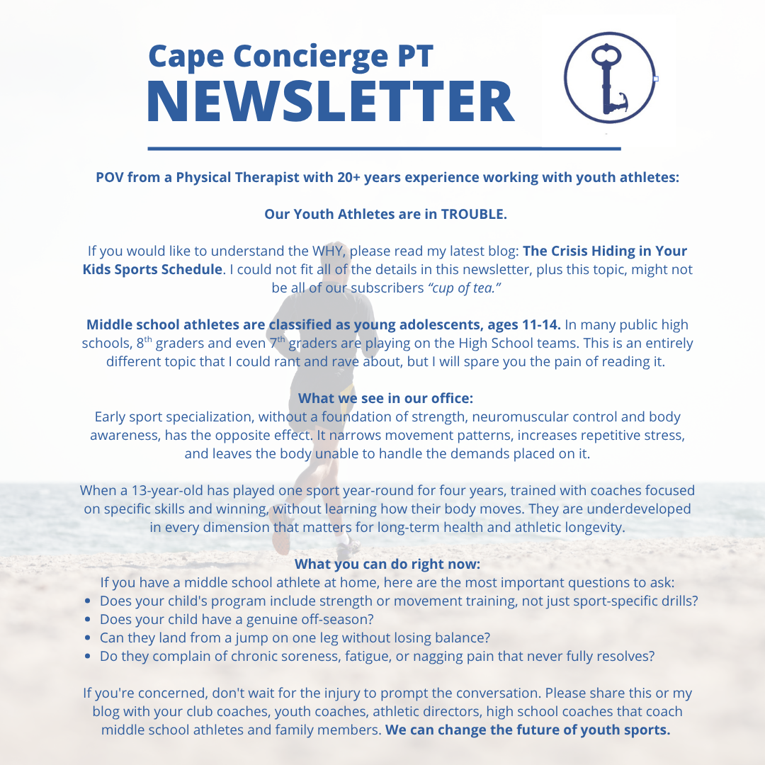 POV from a Physical Therapist with 20+ years experience working with youth athletes:
